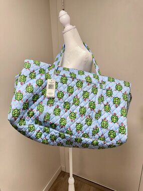 Vera Bradley Large Travel Duffel Bag Slow Dance Sea Turtles Blue Pink Green Red
